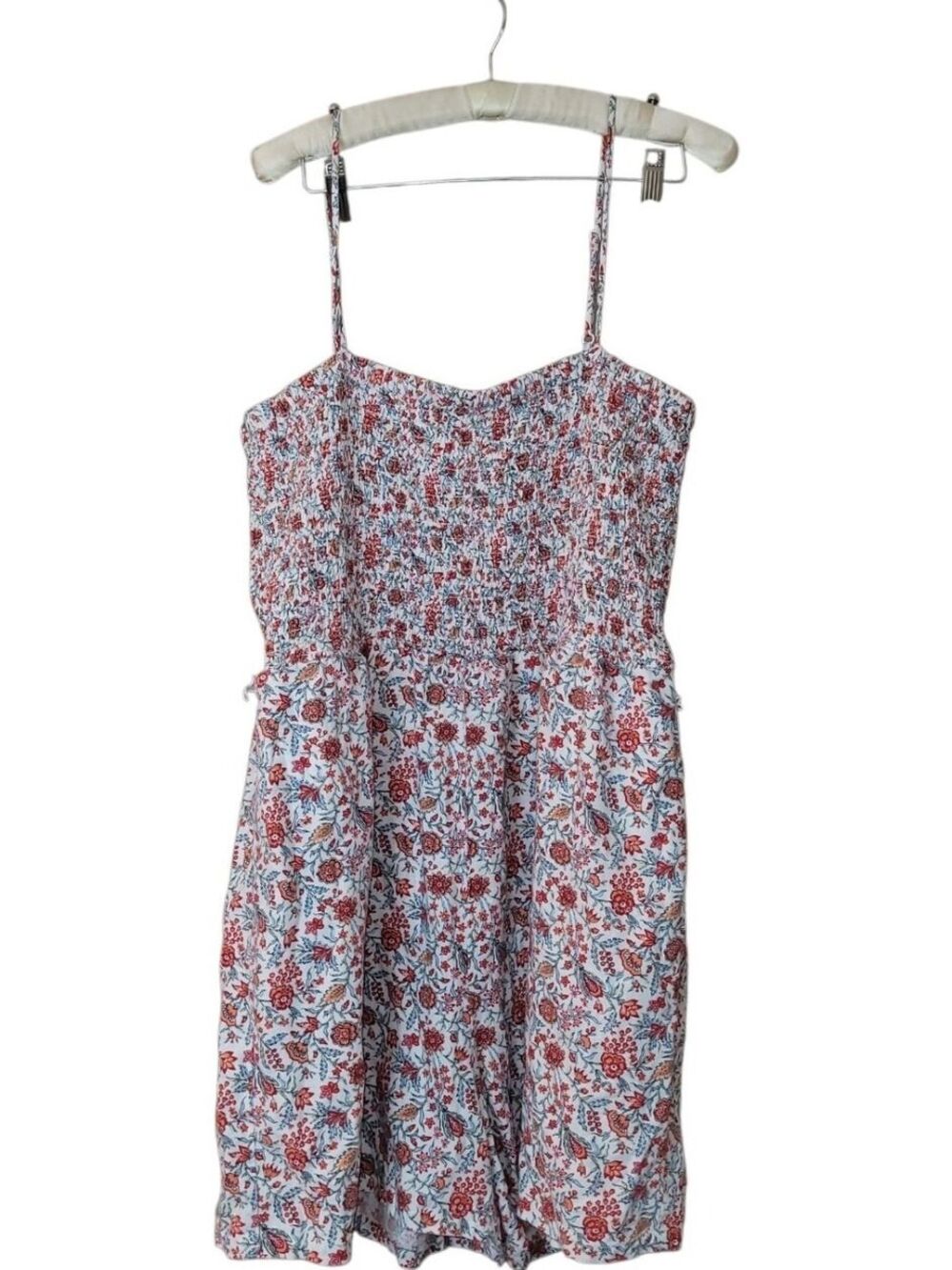 Loft Floral Linen Blend Smocked Top Shorts Romper XL Boho